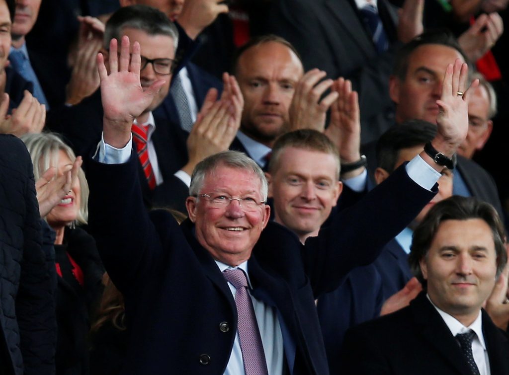 Sir Alex Ferguson in the stands before the match.