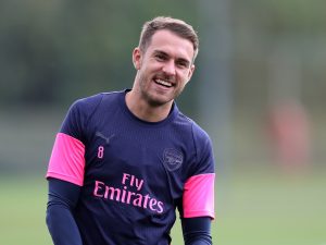 Arsenal's Aaron Ramsey during training.