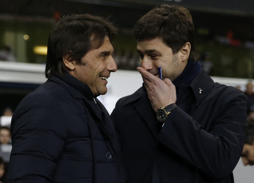 Tottenham manager Mauricio Pochettino and Chelsea manager Antonio Conte before the match.