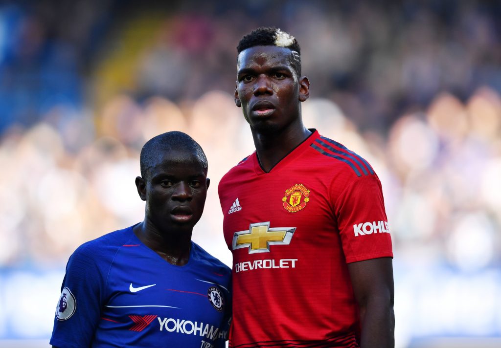 Chelsea's N'Golo Kante and Manchester United's Paul Pogba during the match.