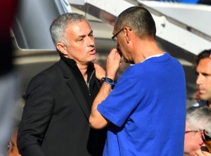 Jose Mourinho and Chelsea manager Maurizio Sarri after the match.
