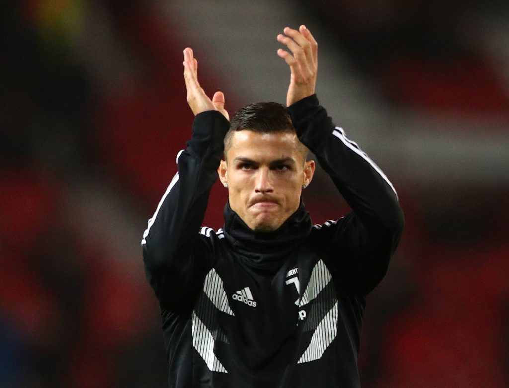 Juventus' Cristiano Ronaldo during the warm up before the match.