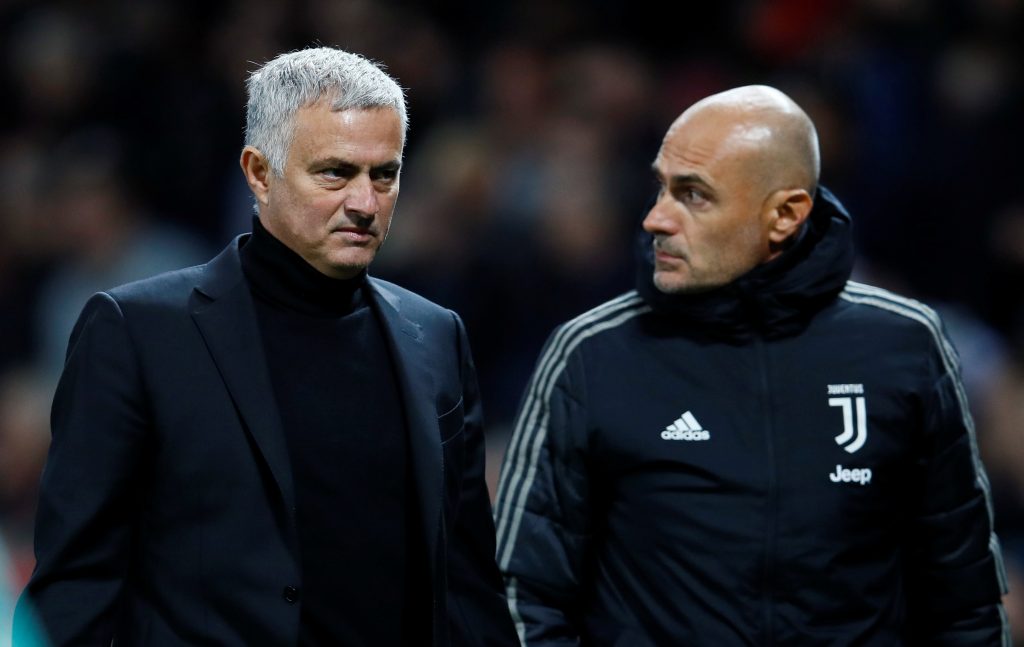 Man Utd manager Jose Mourinho at half time.