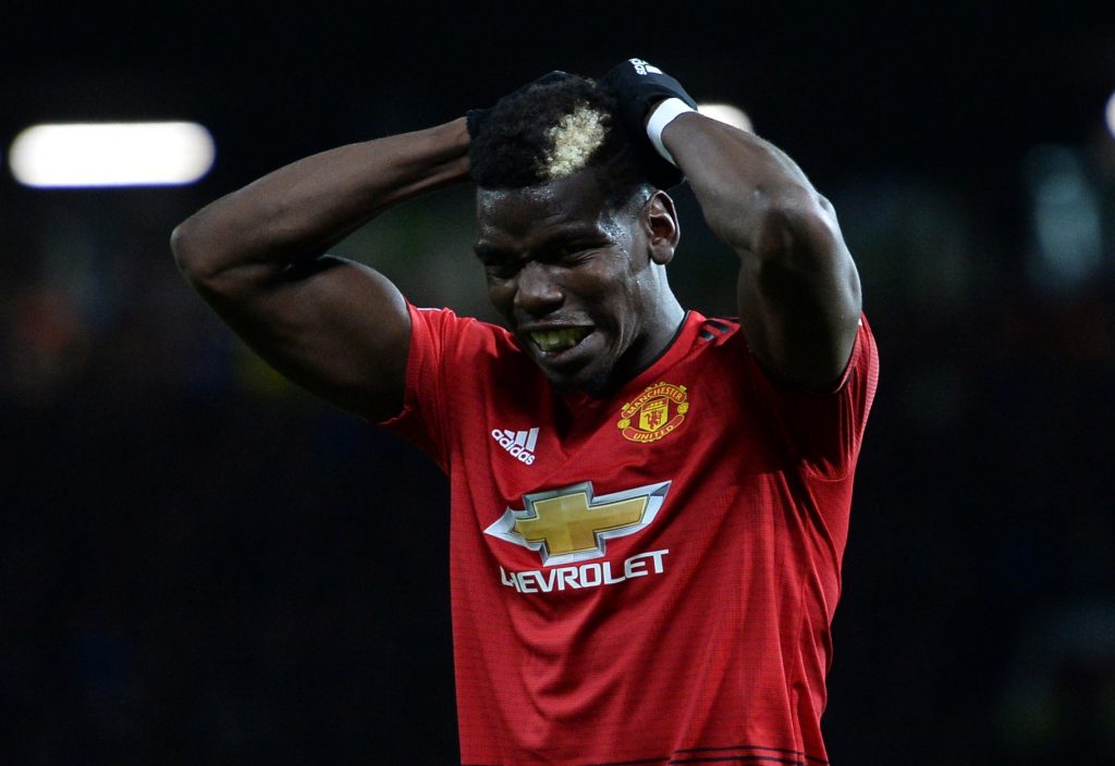 Manchester United's Paul Pogba reacts.
