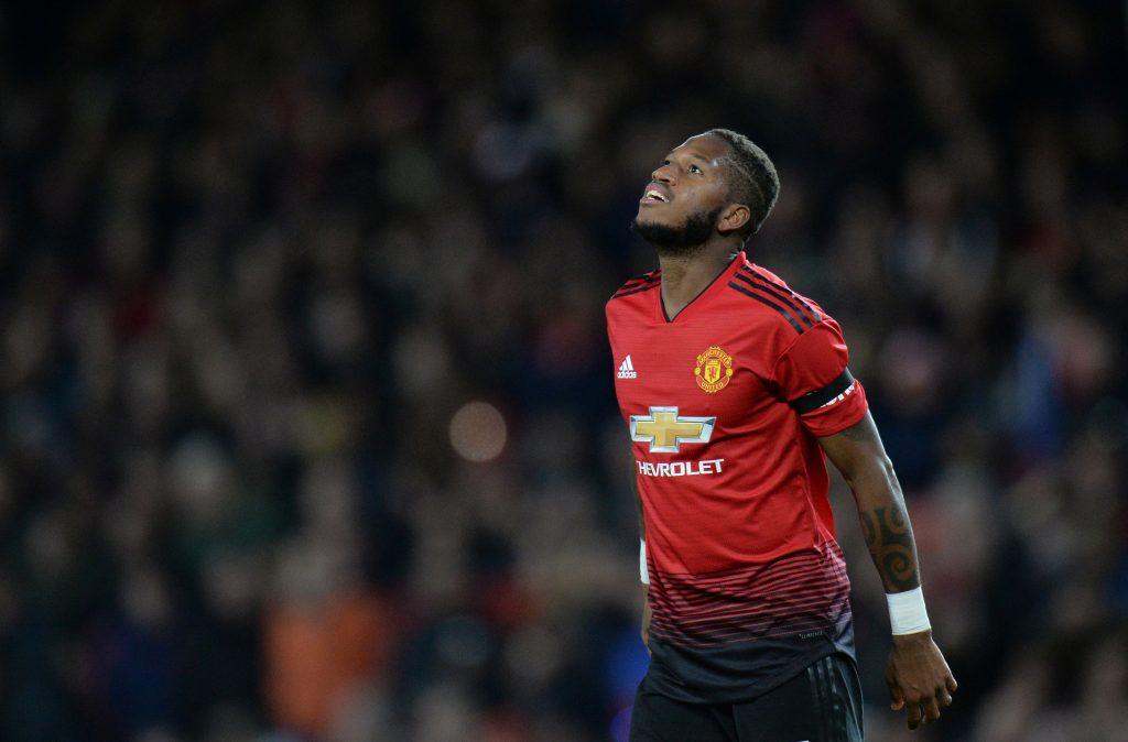 Manchester United's Fred reacts.