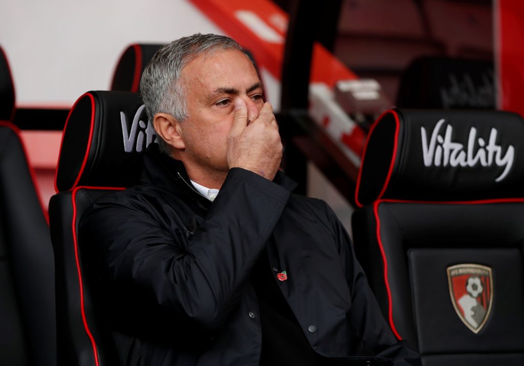 Manchester United manager Jose Mourinho before the match.