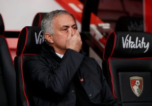 Manchester United manager Jose Mourinho before the match.
