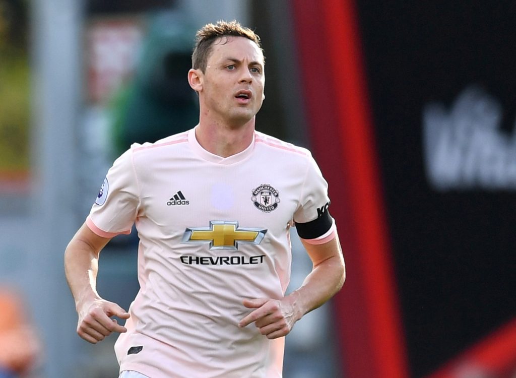 Nemanja Matic wears a shirt without a remembrance poppy during the match.