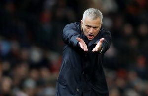 MUFC manager Jose Mourinho reacts.