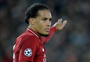 Liverpool's Virgil van Dijk gestures.