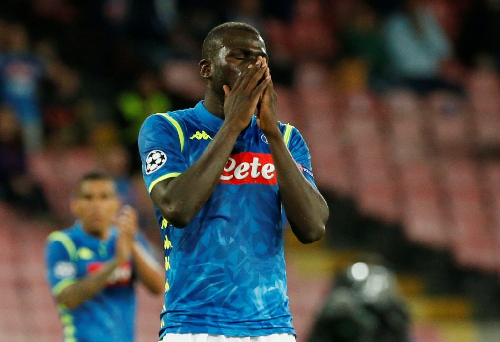 Napoli's Kalidou Koulibaly reacts.