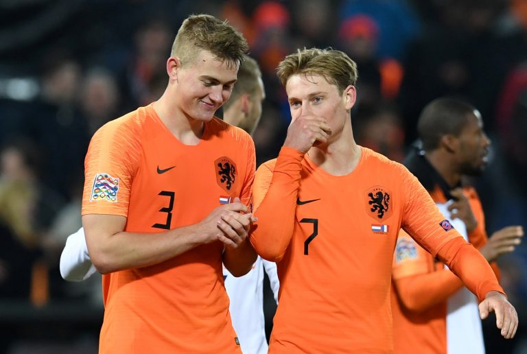 Netherlands' Matthijs de Ligt and Frenkie de Jong after the match.