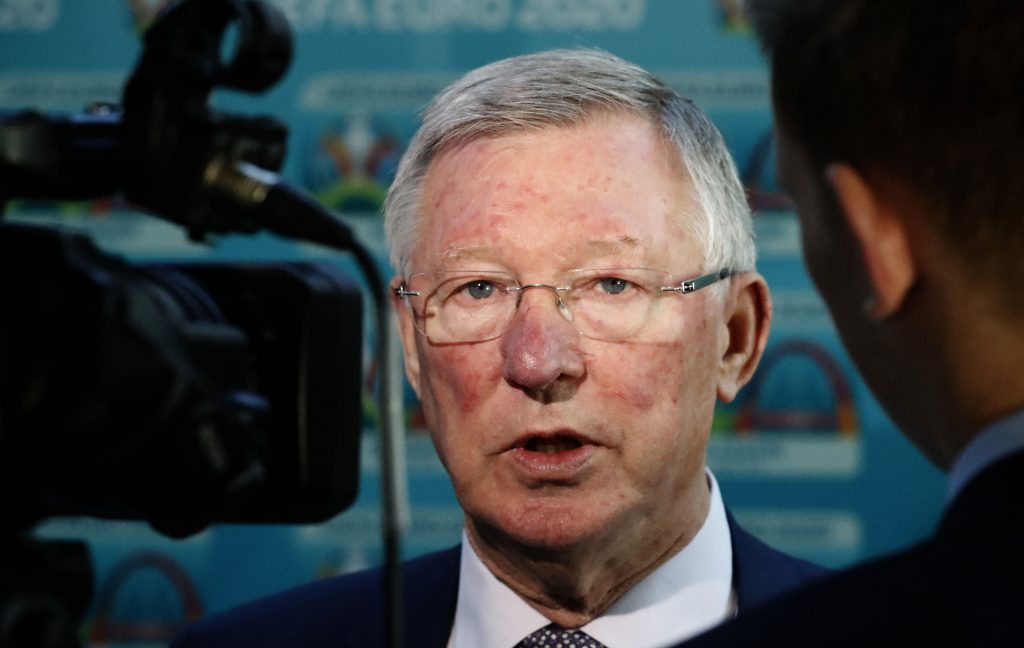 Sir Alex Ferguson speaks to the media during the UEFA Euro 2020 Glasgow Logo Launch.