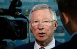 Sir Alex Ferguson speaks to the media during the UEFA Euro 2020 Glasgow Logo Launch.