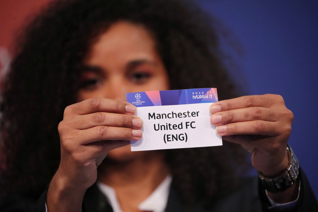 UEFA Champions League ambassador Laura Georges draws Manchester United.