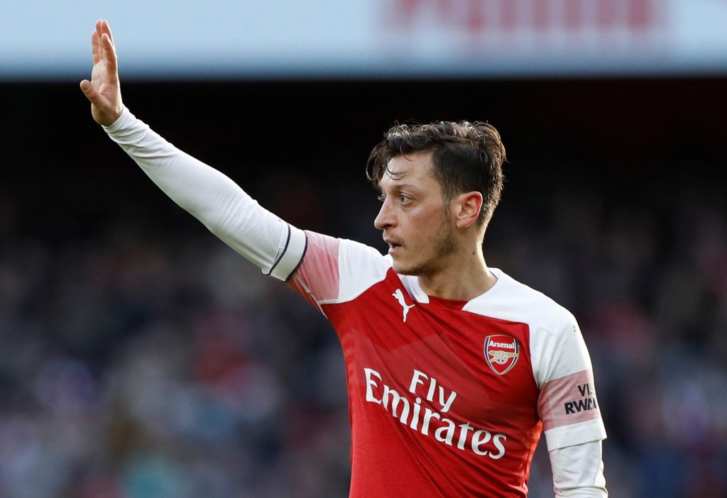 Arsenal's Mesut Ozil gestures.