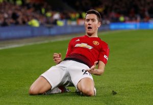 Manchester United's Ander Herrera celebrates scoring their second goal.