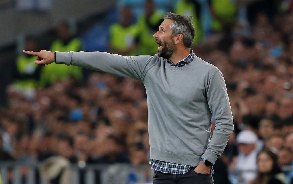 RB Salzburg coach Marco Rose gestures.