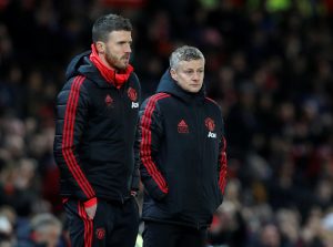 Manchester United interim manager Ole Gunnar Solskjaer with assistant coach Michael Carrick.