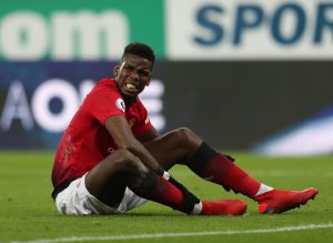 Manchester United's Paul Pogba reacts.