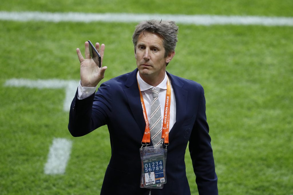 Ajax CEO Edwin van der Sar waves to the fans before the match.