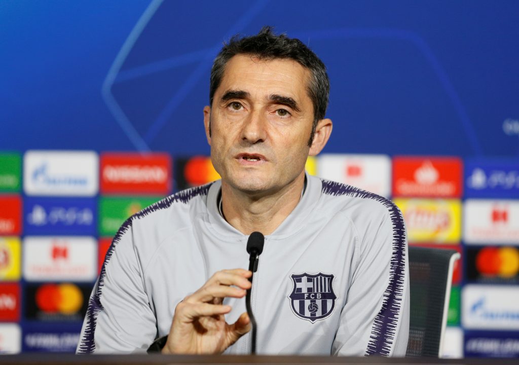 Barcelona coach Ernesto Valverde during the press conference.