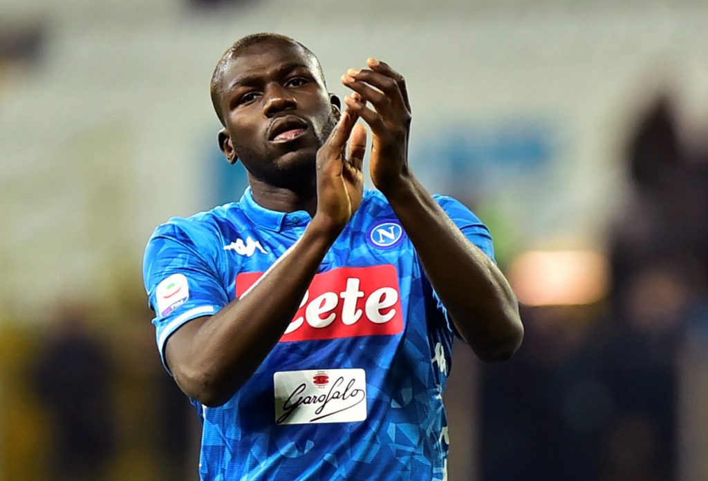 Napoli's Kalidou Koulibaly applauds fans after the match.