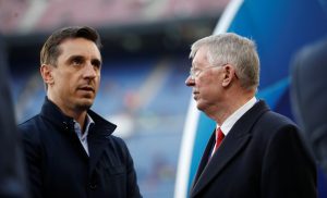 Sir Alex Ferguson and Gary Neville before the match.