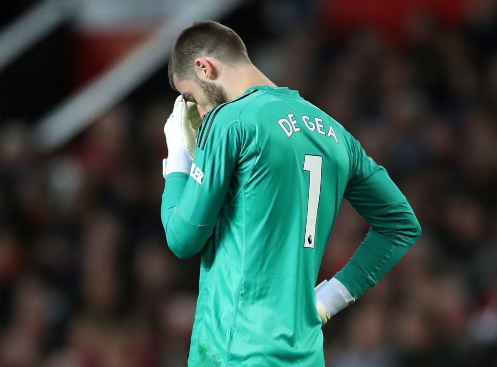 Manchester United's David de Gea reacts.