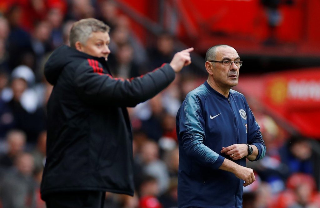 Man Utd manager Ole Gunnar Solskjaer and Chelsea manager Maurizio Sarri.