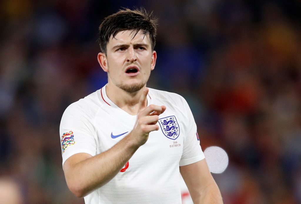 England's Harry Maguire gestures.