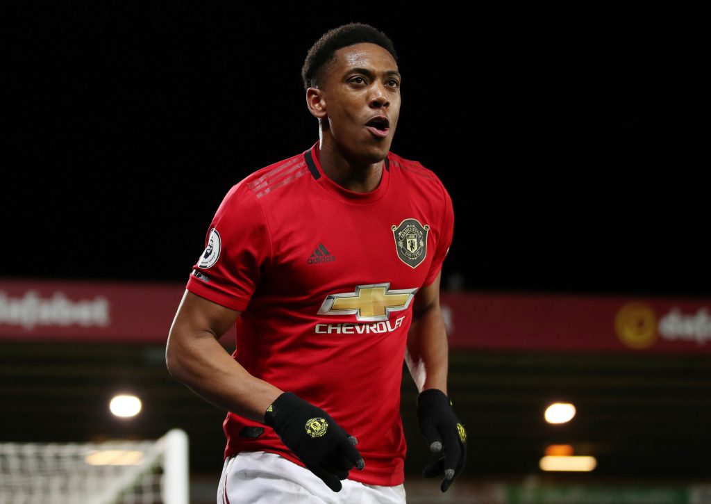 Manchester United striker Anthony Martial against Norwich City.