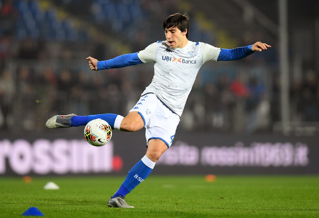 Brescia's Sandro Tonali during the warm up before the match.