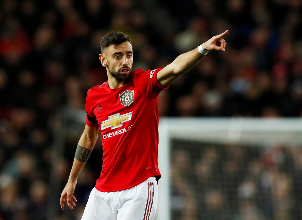 Manchester United's Bruno Fernandes reacts.
