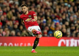 Manchester United's Bruno Fernandes in action.