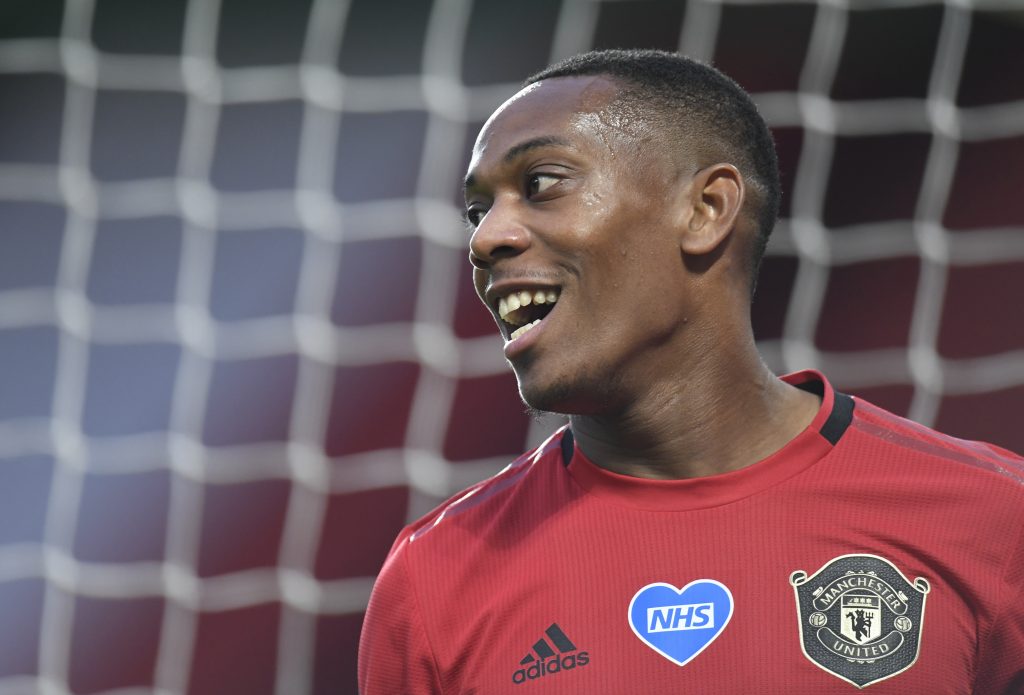 Manchester United's Anthony Martial reacts.