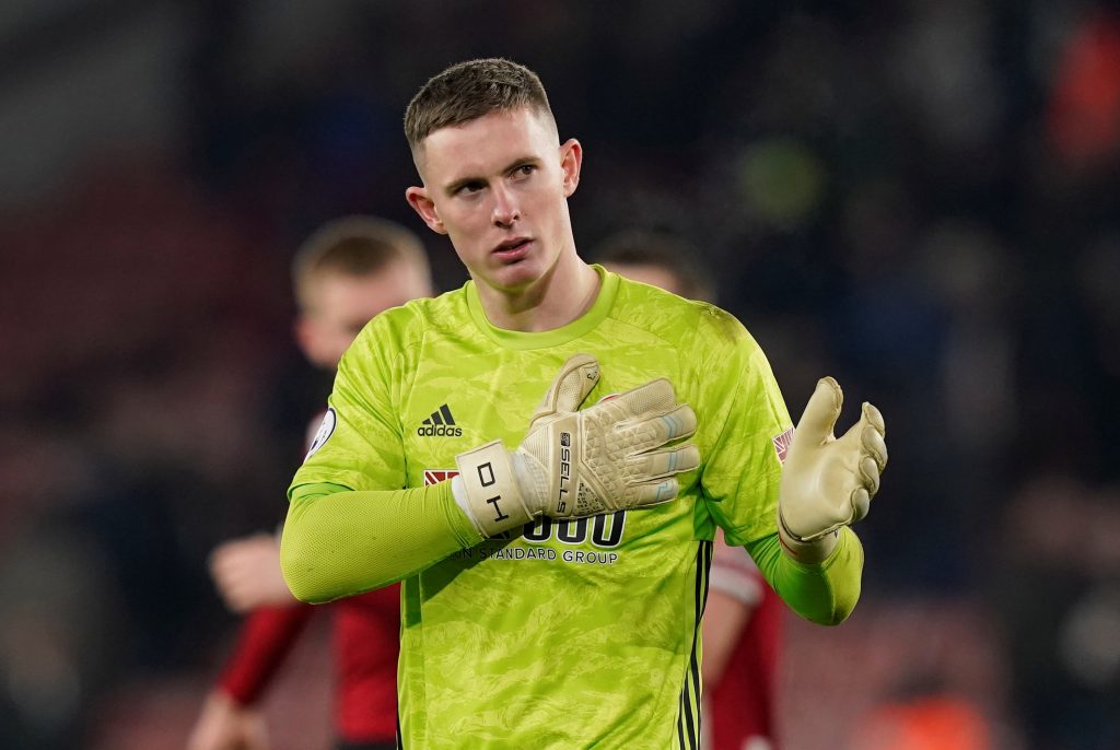 Sheffield United's Dean Henderson acknowledges the fans after the match.