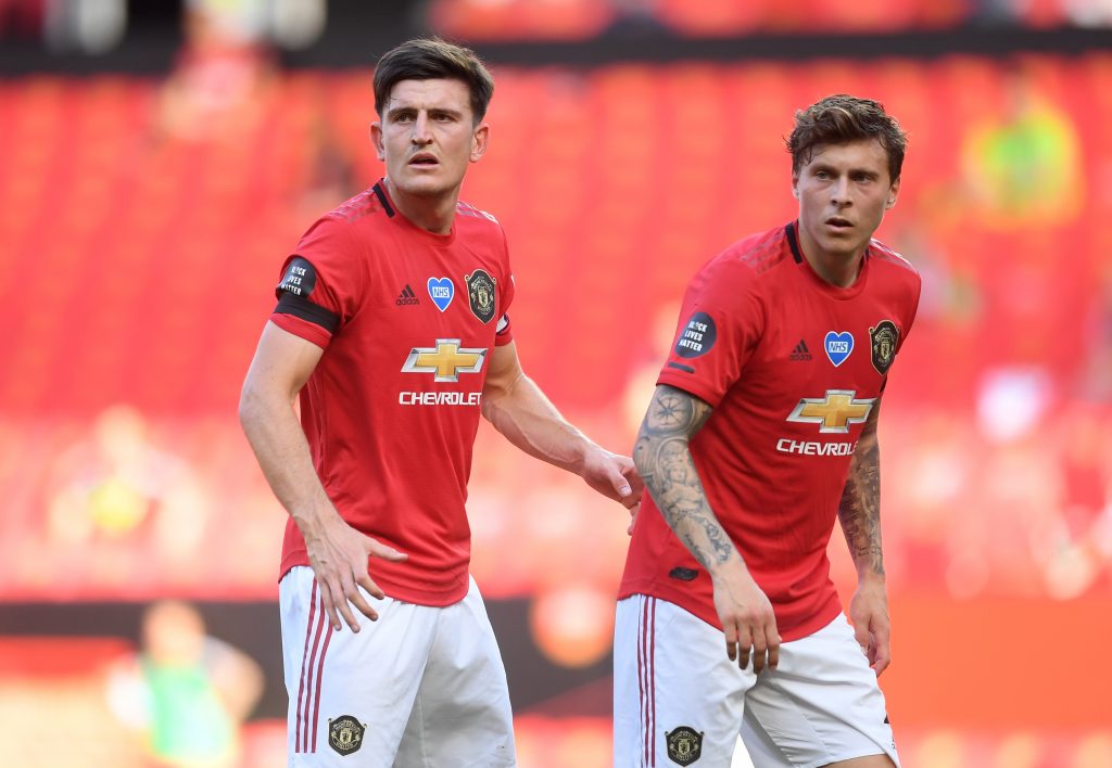 Man Utd's Harry Maguire and Victor Lindelof.