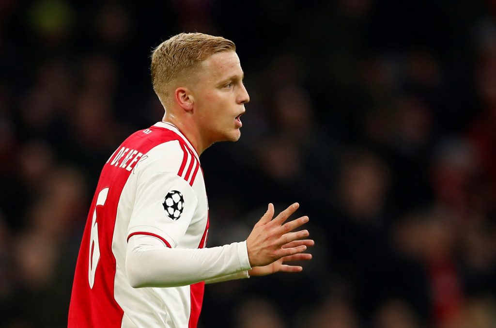 Ajax's Donny van de Beek reacts.