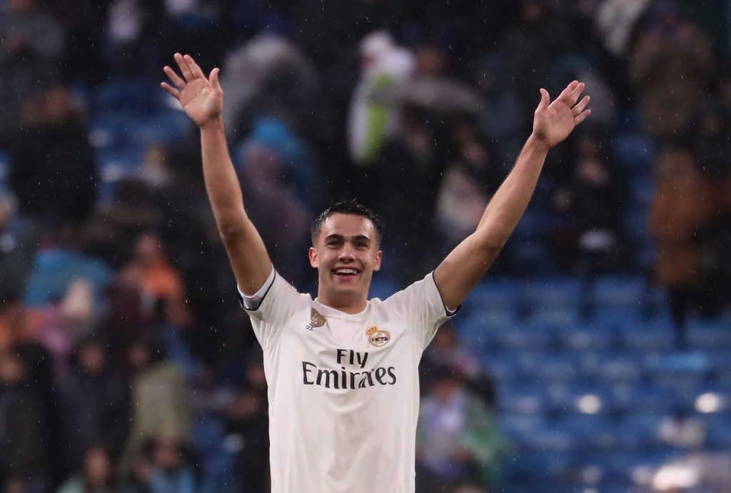 Real Madrid's Sergio Reguilon celebrates after the match.