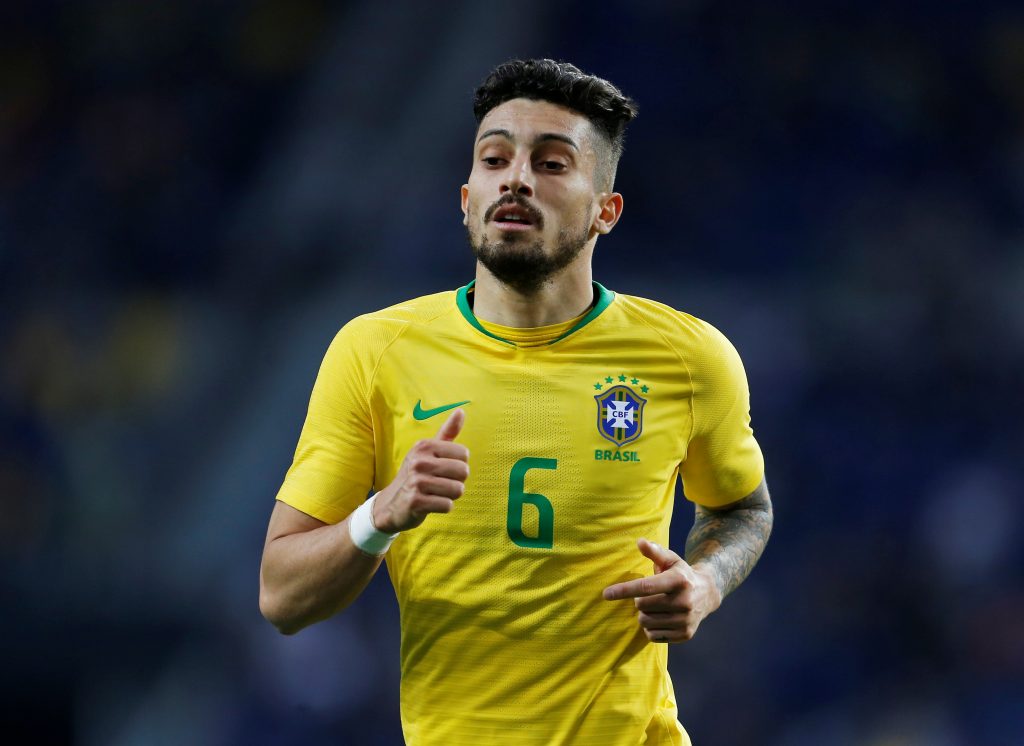 Brazil's Alex Telles during the match.