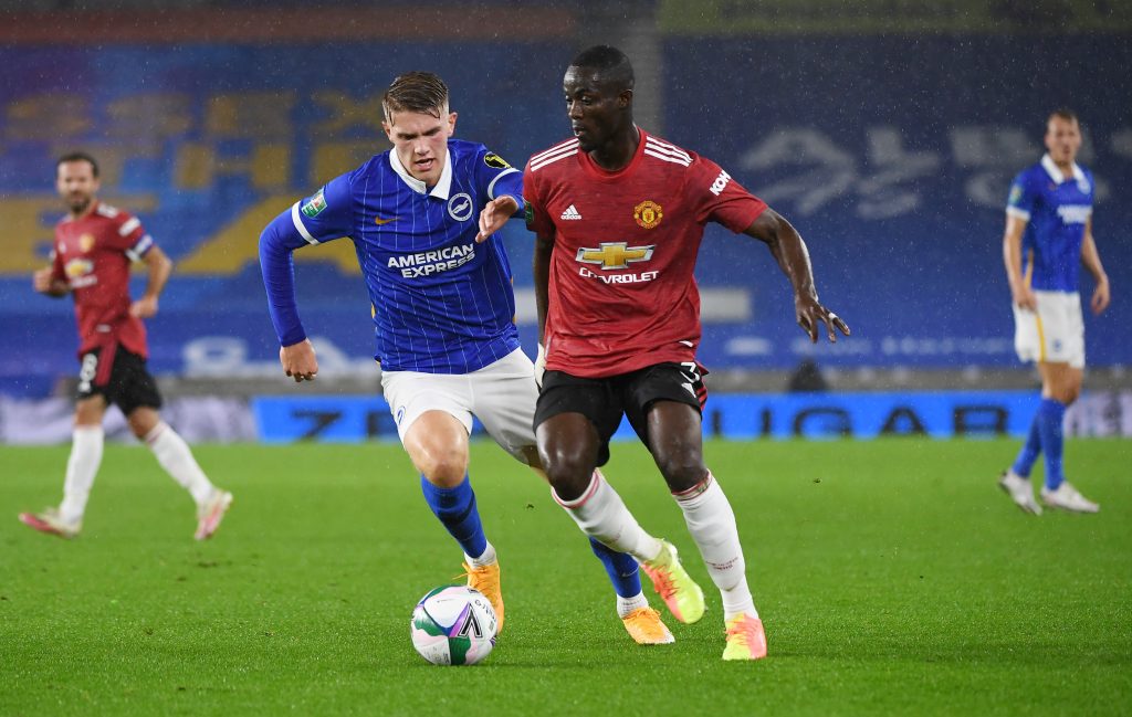 Manchester United's Eric Bailly in action with Brighton.