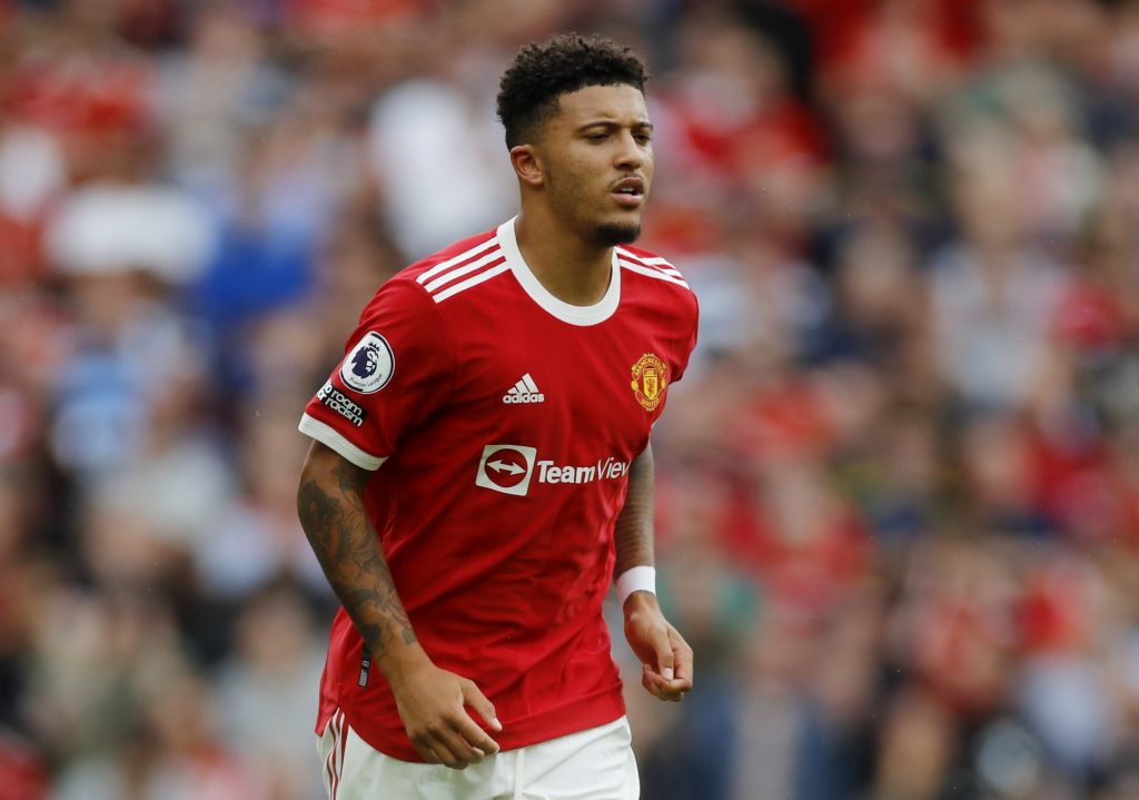 Manchester United's Jadon Sancho on his debut.