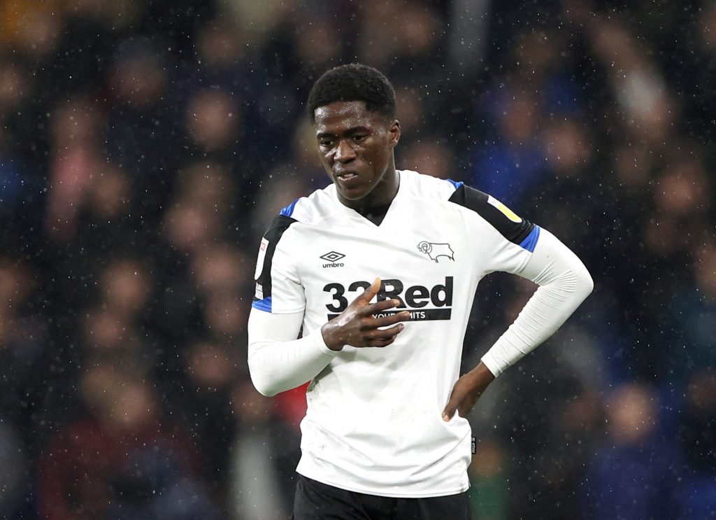 Derby County's Malcolm Ebiowei after the match.