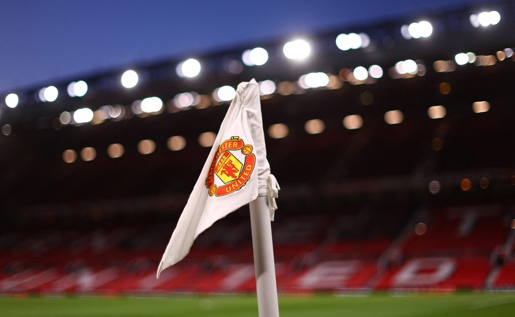 Manchester United flag in the Europa League fixture.