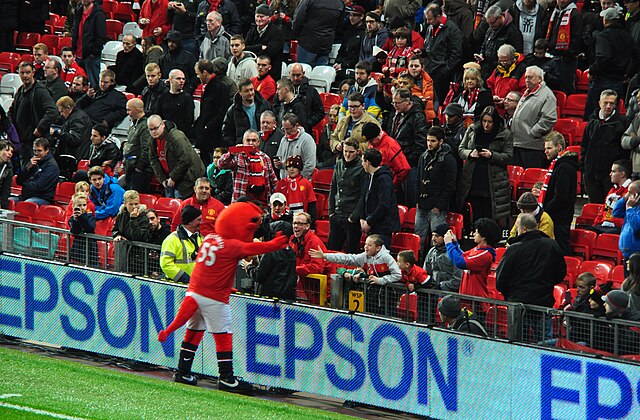 Fred the Red in Manchester United stadium