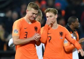 Netherlands' Matthijs de Ligt and Frenkie de Jong after the match.
